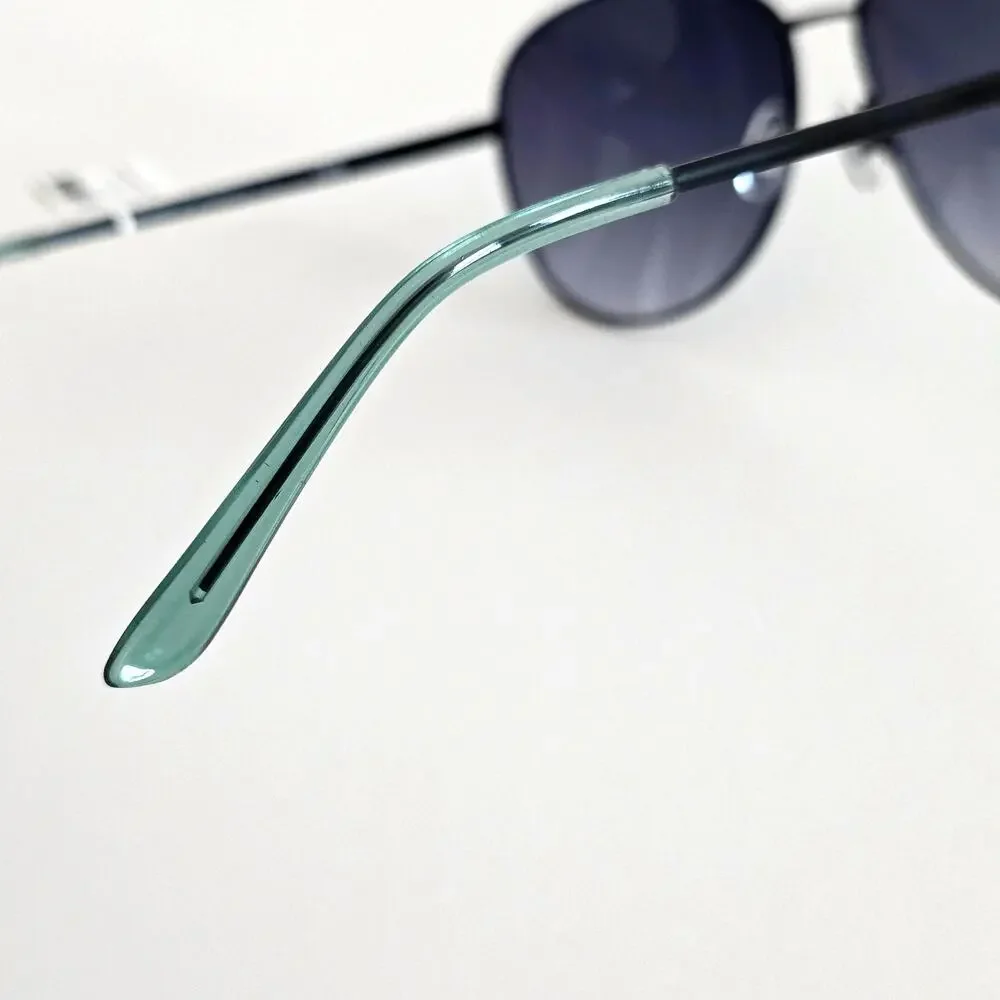Kurt Geiger London Black Crystal Green Smoke 61mm Aviator Sunglasses 100% UV